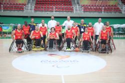 La seleccin espaola de baloncesto en silla de ruedas durante los Juegos Paralmpicos de Ro 2016.