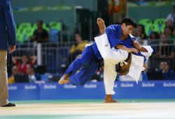 Daniel Gaviln durante uno de los combates que disput en la competicin de judo para menos de 66 kilos de la jornada inaugural de los Juegos Paralmpicos de Rio 2016