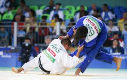 Daniel Gaviln durante la competicin de judo, categora hasta 66 kilos.