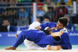 Judo. El madrileo Daniel Gaviln durante la competicin de judo hasta 66 kilos