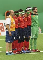 Los jugadores de Espaa, antes de comenzar el partido contra China.