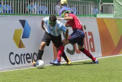 La Seleccin Espaola de Ftbol 5 contra Argentina en la fase de preliminares. Jornada 5 de los Juegos Paralmpicos de Ro. Espaa pierde por 1-0