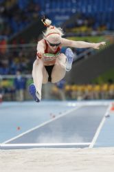 Sara Fernndez en la final de salto de longitud de los Juegos de Ro 2016. Obtuvo el octavo puesto con una distancia de 4.47 metros