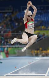 Sara Fernndez en la final de salto de longitud de los Juegos de Ro 2016. Obtuvo el octavo puesto con una distancia de 4.47 metros
