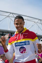 Deliber Rodrguez gana la medalla de bronce en los 400 metros T20 durante el Mundial de Atletismo Paralmpico de Londres.
