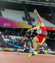 Hctor Cabrera consigue la medalla de bronce en lanzamiento de jabalina F13 durante el Campeonato del Mundo de Atletismo Paralmpico de Londres.
