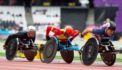 Jordi Madera en las series de 5.000 metros T54 en el Mundial de Atletismo Paralmpico Londres 2017