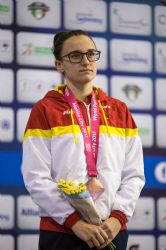 Mara Delgado gana la medalla de bronce en 100 metros libre S12 durante la segunda jornada del Mundial de Natacin Paralmpica de Mxico 2017.