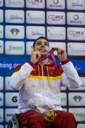 Toni Ponce consigue la medalla de oro en 100 metros braza SB5 durante la segunda jornada del Mundial de Natacin Paralmpica de Mxico 2017.