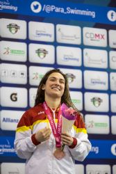 Ariadna Edo gana la medalla de bronce en 100 metros mariposa S13 durante la tercera jornada del Mundial de Natacin Paralmpica de Mxico 2017.
