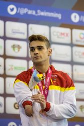 scar Salguero gana la medalla de bronce en 200 metros estilos SM9 durante la tercera jornada del Mundial de Natacin Paralmpica de Mxico 2017.
