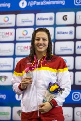 Nuria Marqus gana la medalla de plata en 100 metros libre S9 durante la tercera jornada del Mundial de Natacin Paralmpica de Mxico 2017.