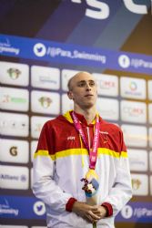 Ivn Salguero gana la medalla de bronce en 50 metros libre S13 durante la cuarta jornada del Campeonato del Mundo de Natacin Paralmpica Mxico 2017.