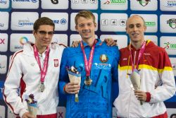 Ivn Salguero gana la medalla de bronce en 50 metros libre S13 durante la cuarta jornada del Campeonato del Mundo de Natacin Paralmpica Mxico 2017.