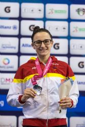 Mara Delgado consigue la medalla de plata en 50 metros libre S12 durante la cuarta jornada del Campeonato del Mundo de Natacin Paralmpica Mxico 2017.