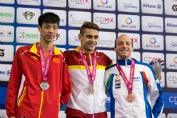 scar Salguero consigue la medalla de oro en 100 metros braza SB8 durante la cuarta jornada del Campeonato del Mundo de Natacin Paralmpica Mxico 2017.