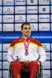 Antoni Ponce consigue la medalla de plata en 100 metros espalda S6 durante la cuarta jornada del Campeonato del Mundo de Natacin Paralmpica Mxico 2017.
