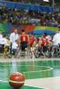 Imagen de un tiempo muerto en el Japn-Espaa (39-55) de la segunda jornada del torneo de baloncesto de los Juegos Paralmpicos de Rio