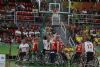 Alejandro Zarzuela (9) intenta un lanzamiento a canasta en el partido de semifinales del torneo de baloncesto entre Espaa y Gran Bretaa que le acabara dando a la seleccin el pase a la final (69-63)