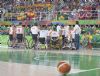 Imagen de un tiempo muerto en la final paralmpica de baloncesto entre Espaa y Estados Unidos (52-68)