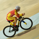 Óscar Higuera, con la selección española en el Mundial de Ciclismo en Pista de Apeldoorn 2019.