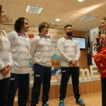 Imagen de Astrid Fina, Jon Santacana, Miguel Galindo y Víctor González, con la Infanta Elena en el acto de despedida al Equipo Paralímpico Español Pyeongchang 2018.