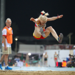 Sara Fernández, durante su participación en la prueba de Longitud T12 en el Mundial Dubái 2019