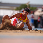 Carlos Pérez, en uno de sus saltos de la Longitud T47 del Mundial de Dubái