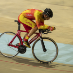 Maurice Eckhard, con la selección española en el Mundial de Ciclismo en Pista de Apeldoorn 2019.