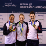 Michelle Alonso, en el podio con la medalla de plata del Europeo Dublín 2018 en la prueba de los 100 braza SB14