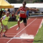 Xavier Porras, en la final del triple salto (clase T11) en el Mundial de Lyon 2013.