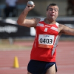 Carlos Muñoz, en la prueba de lanzamiento de peso (clase F36) del Mundial de Lyon 2013.