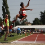 Martín Parejo, en la final del salto de longitud (clase T11) del Mundial de Lyon 2013,