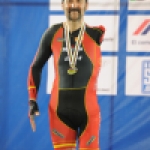 Juan José Méndez, en el podio del Mundial de Ciclismo en Pista de Aguascalientes 2014.