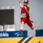 Iván Cano, durante la prueba de salto de longitud en el Mundial de Atletismo Doha 2015.