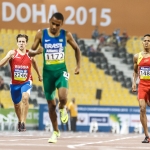 Deliber Rodríguez, al conseguir la medalla de plata en la prueba de los 400 metros T20 en el Mundial de Atletismo de Doha 2015.