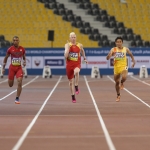 Diego Sancho, en la prueba de 100 metros T13 del Mundial de Atletismo Doha 2015.