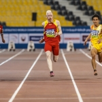 Diego Sancho, en la prueba de 100 metros T13 del Mundial de Atletismo Doha 2015.