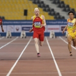 Diego Sancho, en la prueba de 100 metros T13 del Mundial de Atletismo Doha 2015.