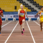 Diego Sancho, en la prueba de 100 metros T13 del Mundial de Atletismo Doha 2015.