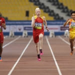 Diego Sancho, en la prueba de 100 metros T13 del Mundial de Atletismo Doha 2015.