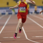 Diego Sancho, en la prueba de 100 metros T13 del Mundial de Atletismo Doha 2015.