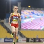 Melany Berges, durante una de las pruebas del Mundial de Atletismo Doha 2015.