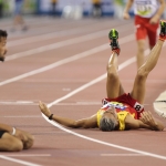 José Pámpano, al acabar una de las pruebas del Mundial de Atletismo Doha 2015.