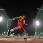 David Casinos, durante su participación en lanzamiento de disco F11 del Mundial de Atletismo Doha 2015.