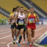 Alberto Suárez, durante la prueba de los 5000 metros T13 del Mundial de Atletismo Doha 2015.