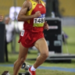 Alberto Suárez, durante la prueba de los 5000 metros T13 del Mundial de Atletismo Doha 2015.