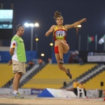 Sara Martínez Puntero, durante la prueba de salto de longitud T12 del Mundial de Atletismo Doha 2015.