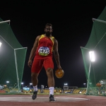 Kim López, durante la prueba de lanzamiento de disco T12 en el Mundial de Atletismo Doha 2015.