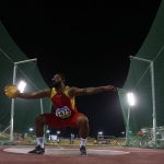 Kim López, durante la prueba de lanzamiento de disco T12 en el Mundial de Atletismo Doha 2015.